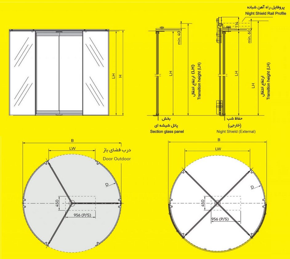 درب های اتوماتیک گـردان 3 و 4 باله تمام شیشه پلاس (ریولدینگ) 3