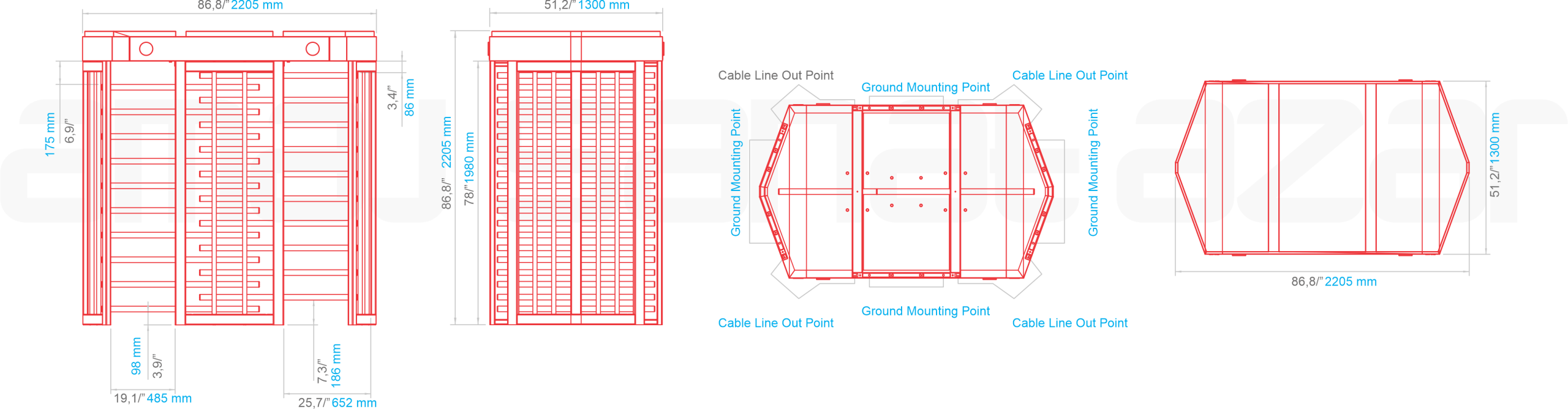 گیت کنترل تردد تمام گردان LTF414D
