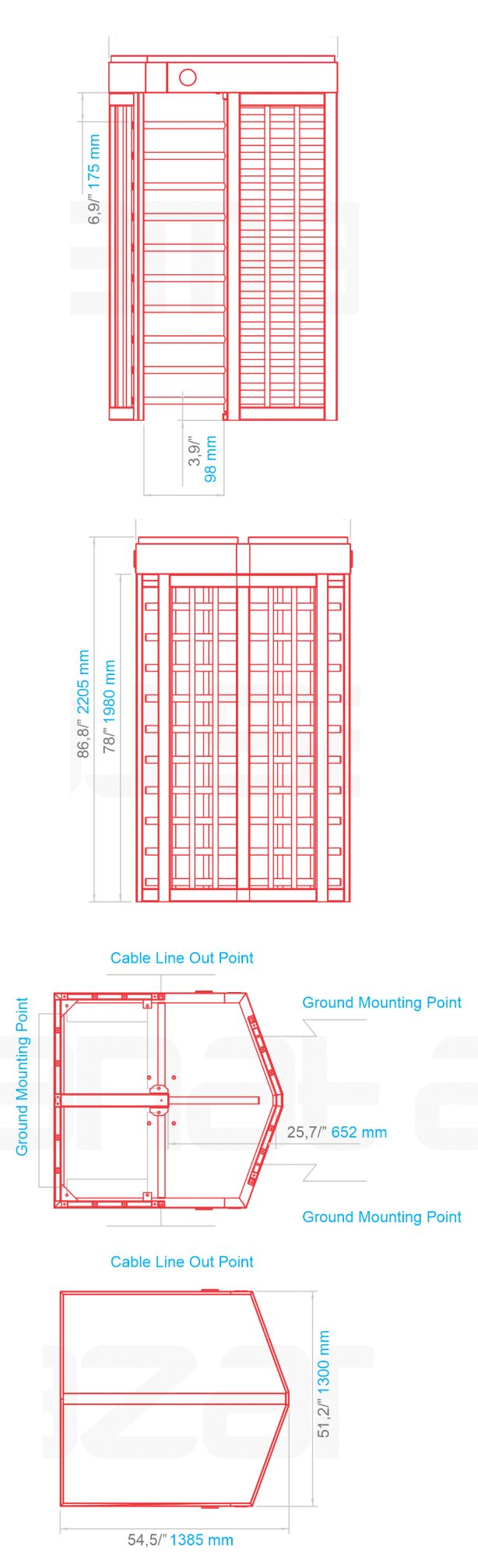 گیت کنترل تردد تمام گردان LTF414